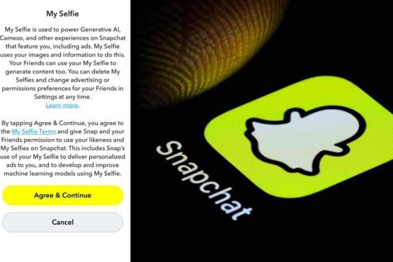 Snapchat reserves the right to place AI-generated images of users' faces in "My Selfie" ads.

